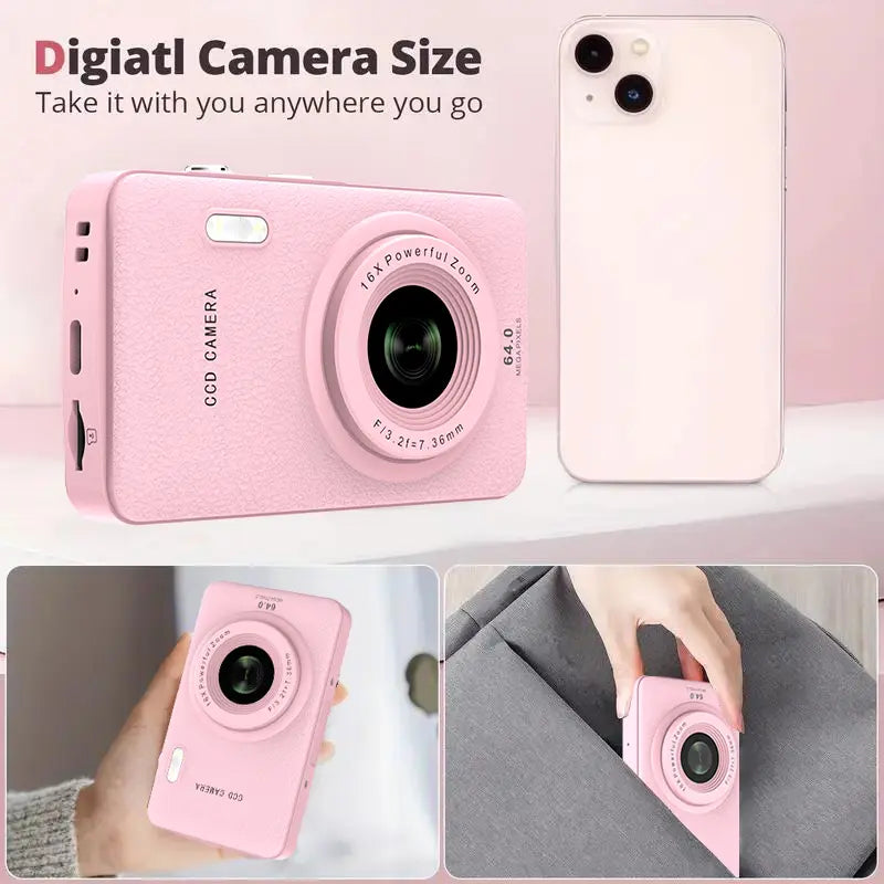 Portable 1080P Digital Camera, Auto Focus, 16X Zoom, 32GB SD – Beginner Friendly Camera