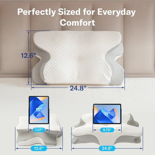 Alcedo Memory Foam Neck Pillow – Contour Ergonomic Pillow for Better Neck Support & Comfortable Sleep
