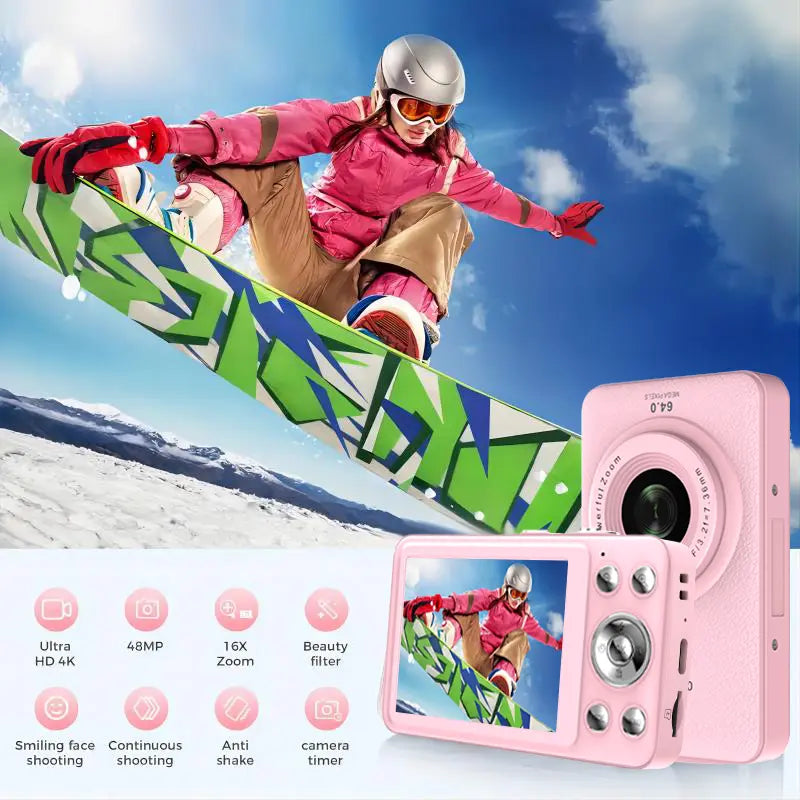 Portable 1080P Digital Camera, Auto Focus, 16X Zoom, 32GB SD – Beginner Friendly Camera
