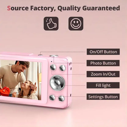 Portable 1080P Digital Camera, Auto Focus, 16X Zoom, 32GB SD – Beginner Friendly Camera