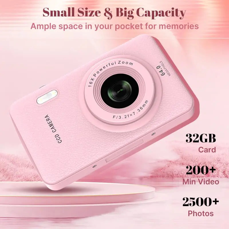 Portable 1080P Digital Camera, Auto Focus, 16X Zoom, 32GB SD – Beginner Friendly Camera