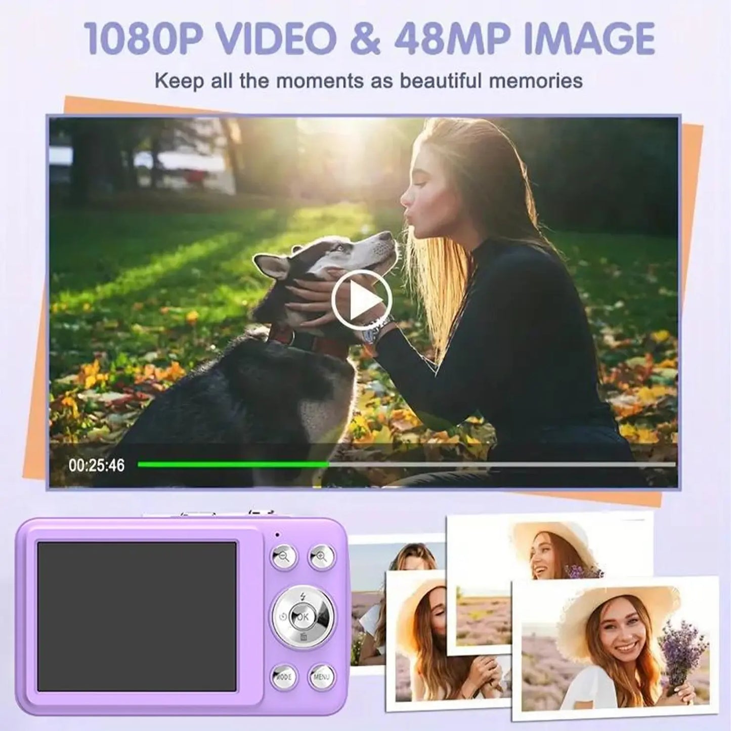 Portable 1080P Digital Camera, Auto Focus, 16X Zoom, 32GB SD – Beginner Friendly Camera