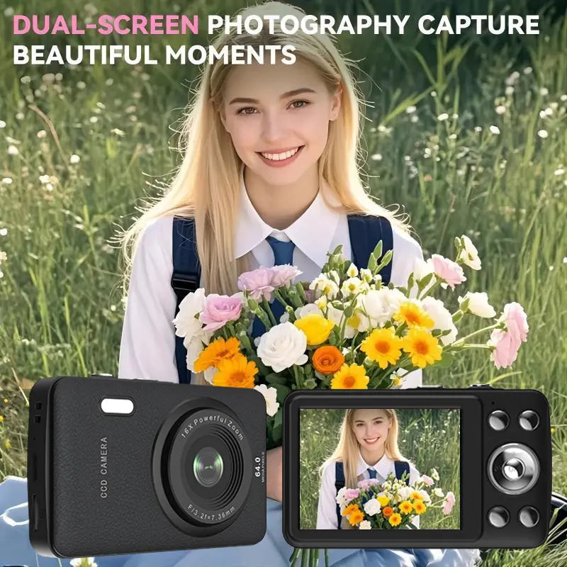 Portable 1080P Digital Camera, Auto Focus, 16X Zoom, 32GB SD – Beginner Friendly Camera