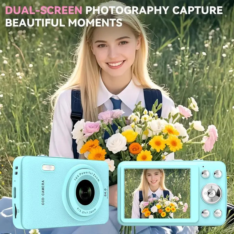 Portable 1080P Digital Camera, Auto Focus, 16X Zoom, 32GB SD – Beginner Friendly Camera