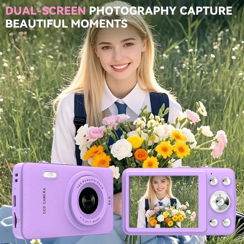 Portable 1080P Digital Camera, Auto Focus, 16X Zoom, 32GB SD – Beginner Friendly Camera