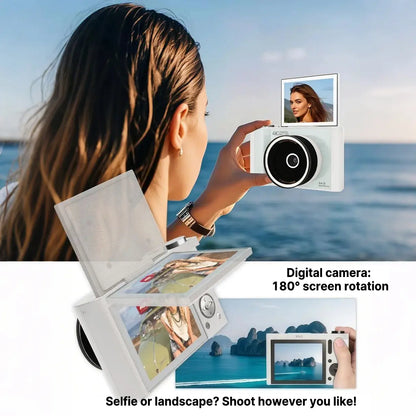 Foldable Vlogging Camera, 32GB SD, Self Timer & Wrist Strap – Portable Gift for Teens