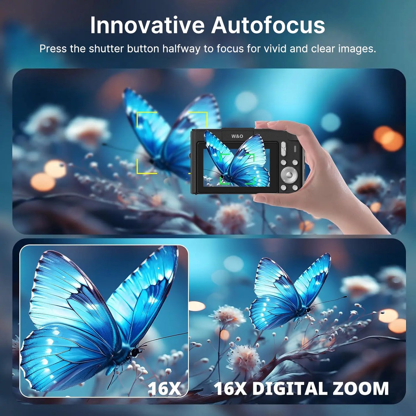 Foldable Vlogging Camera, 32GB SD, Self Timer & Wrist Strap – Portable Gift for Teens