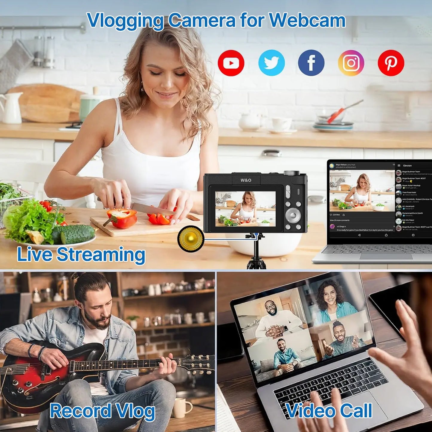 Foldable Vlogging Camera, 32GB SD, Self Timer & Wrist Strap – Portable Gift for Teens