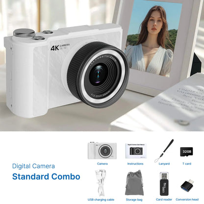 Foldable Vlogging Camera, 32GB SD, Self Timer & Wrist Strap – Portable Gift for Teens