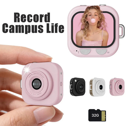 Mini Pocket Vlog Camera, 1080P, Y2K Design, 32GB SD & Key Clip – Portable Teens Camera