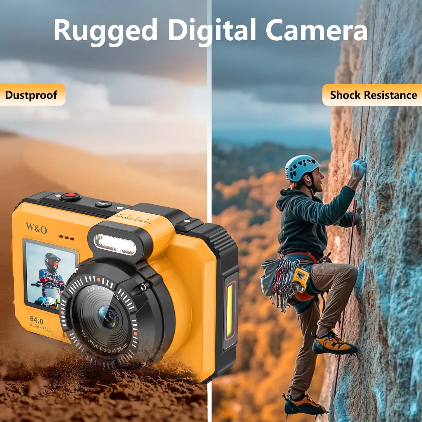 4K Underwater Camera, 64MP Dual-Screen, Waterproof, Autofocus, 32GB SD, 18X Zoom for Snorkeling