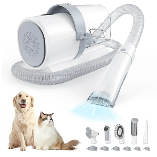 Pet Grooming Vacuum Kit with Cordless Clippers – Low Noise Dog & Cat Grooming System, 5-in-1 Grooming Tools for Home Pet Hair Care