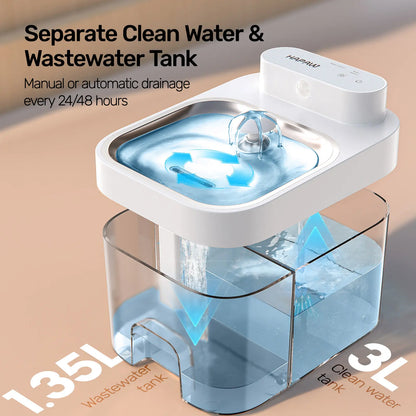 HAPAW Smart Cat Water Fountain – Wi-Fi App Control Automatic Pet Feeder with 5000mAh Rechargeable Battery, Filter-Free Fresh Water System