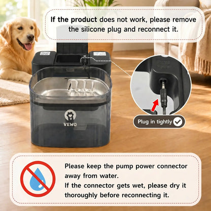 VEWO Large Dog Water Fountain – 11L No-Spill Pet Water Dispenser with Deep Bowl, Quiet BPA-Free Design for Large Breeds and Multiple Pets