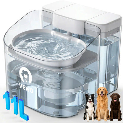 VEWO Large Dog Water Fountain – 11L No-Spill Pet Water Dispenser with Deep Bowl, Quiet BPA-Free Design for Large Breeds and Multiple Pets