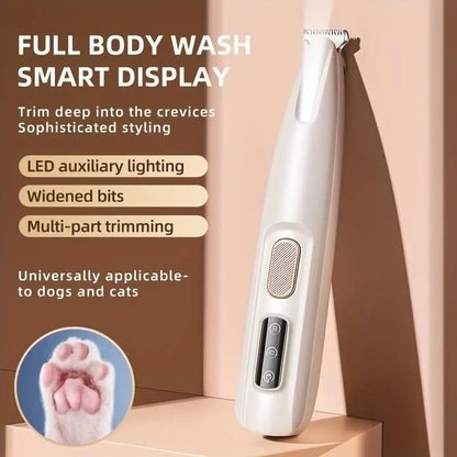 Cordless Pet Grooming Clippers – Rechargeable Dog & Cat Hair Trimmer with LED Light, Low Noise Paw Shaver, Waterproof Grooming Tool