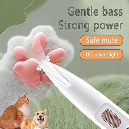 Cordless Pet Grooming Clippers – Rechargeable Dog & Cat Hair Trimmer with LED Light, Low Noise Paw Shaver, Waterproof Grooming Tool