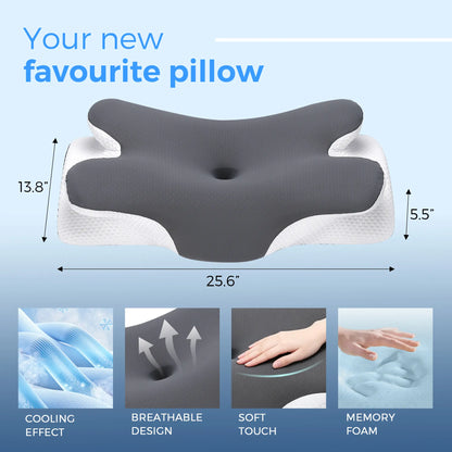 Premium Cooling Memory Foam Pillow – Ergonomic Neck Support Pillow Designed for All Sleep Positions