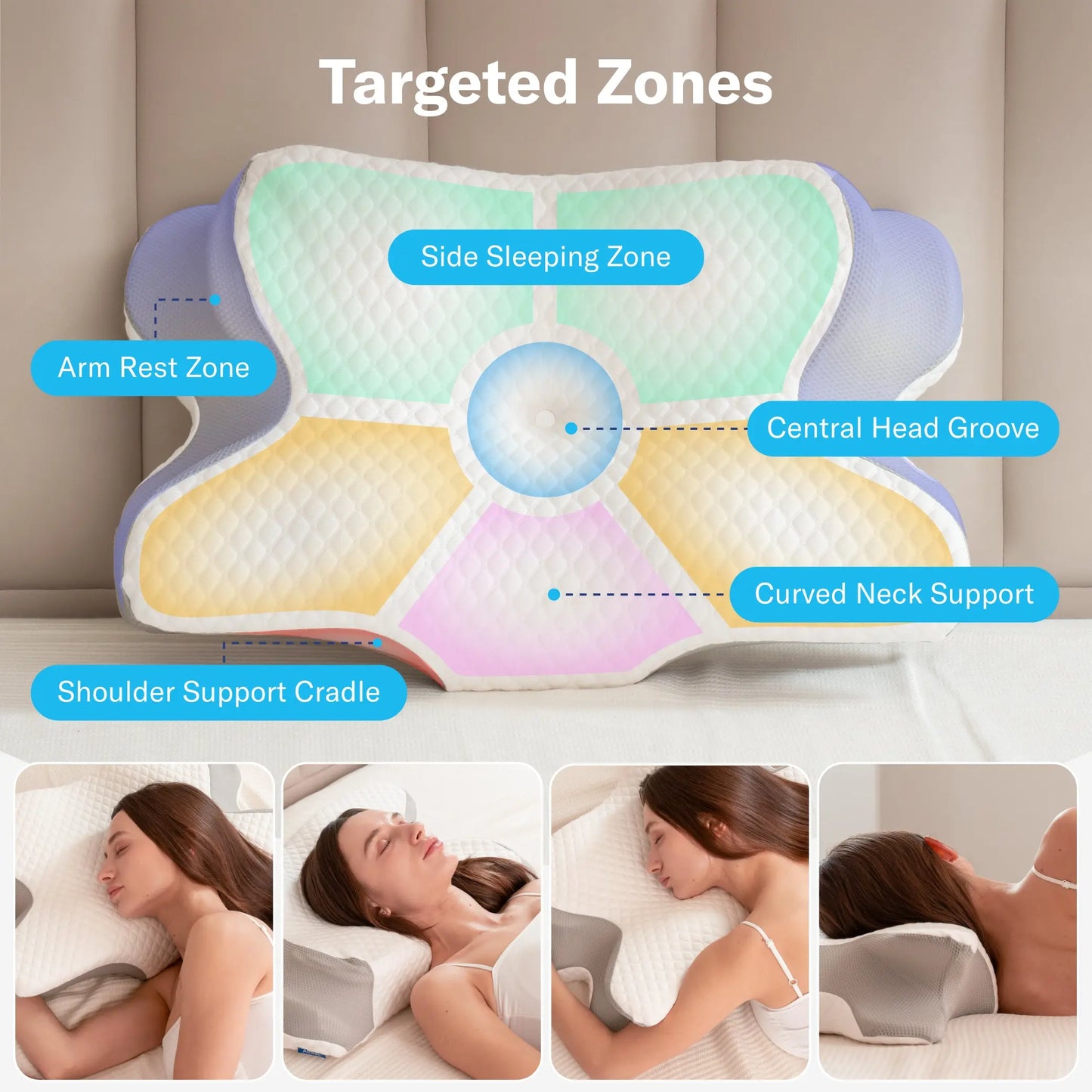 Alcedo Orthopedic Cervical Pillow – Contour Memory Foam Neck Support Pillow for Better Sleep Posture, Designed for All Sleep Positions
