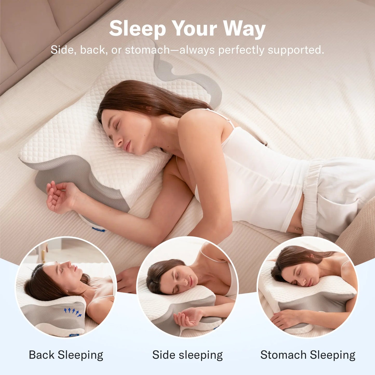 Alcedo Orthopedic Cervical Pillow – Contour Memory Foam Neck Support Pillow for Better Sleep Posture, Designed for All Sleep Positions