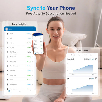 Alcedo Bluetooth Smart Scale – Digital Weight Scale with Body Fat & BMI Tracking, 7-Color Glowing Display and App-Based Body Composition Analysis