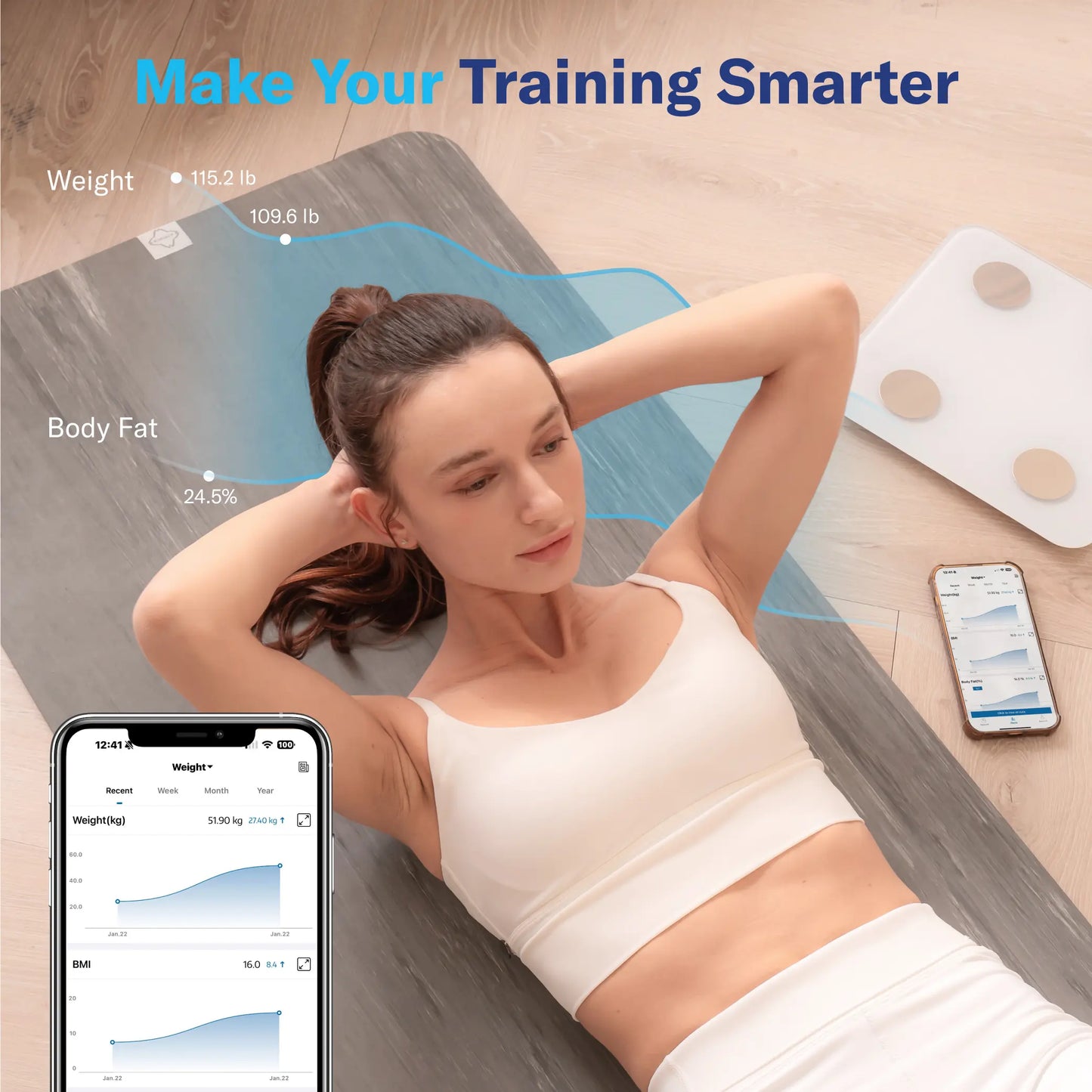 Alcedo Bluetooth Smart Scale – Digital Weight Scale with Body Fat & BMI Tracking, 7-Color Glowing Display and App-Based Body Composition Analysis