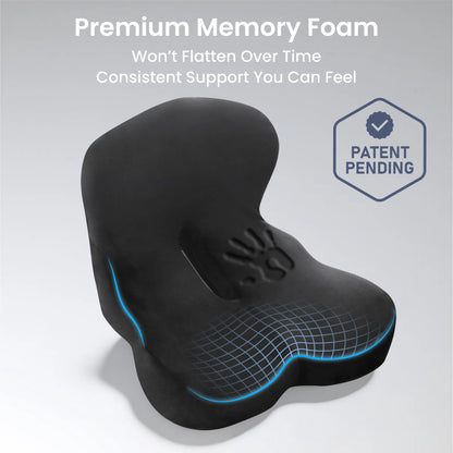 Alcedo Ergonomic Seat Cushion – Memory Foam Office Chair & Car Cushion with Tailbone Support, Pressure Relief Design and Washable Cover
