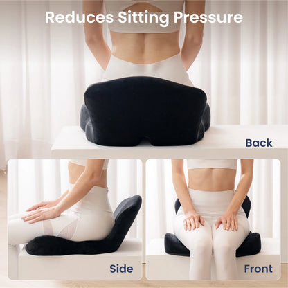 Alcedo Ergonomic Seat Cushion – Memory Foam Office Chair & Car Cushion with Tailbone Support, Pressure Relief Design and Washable Cover