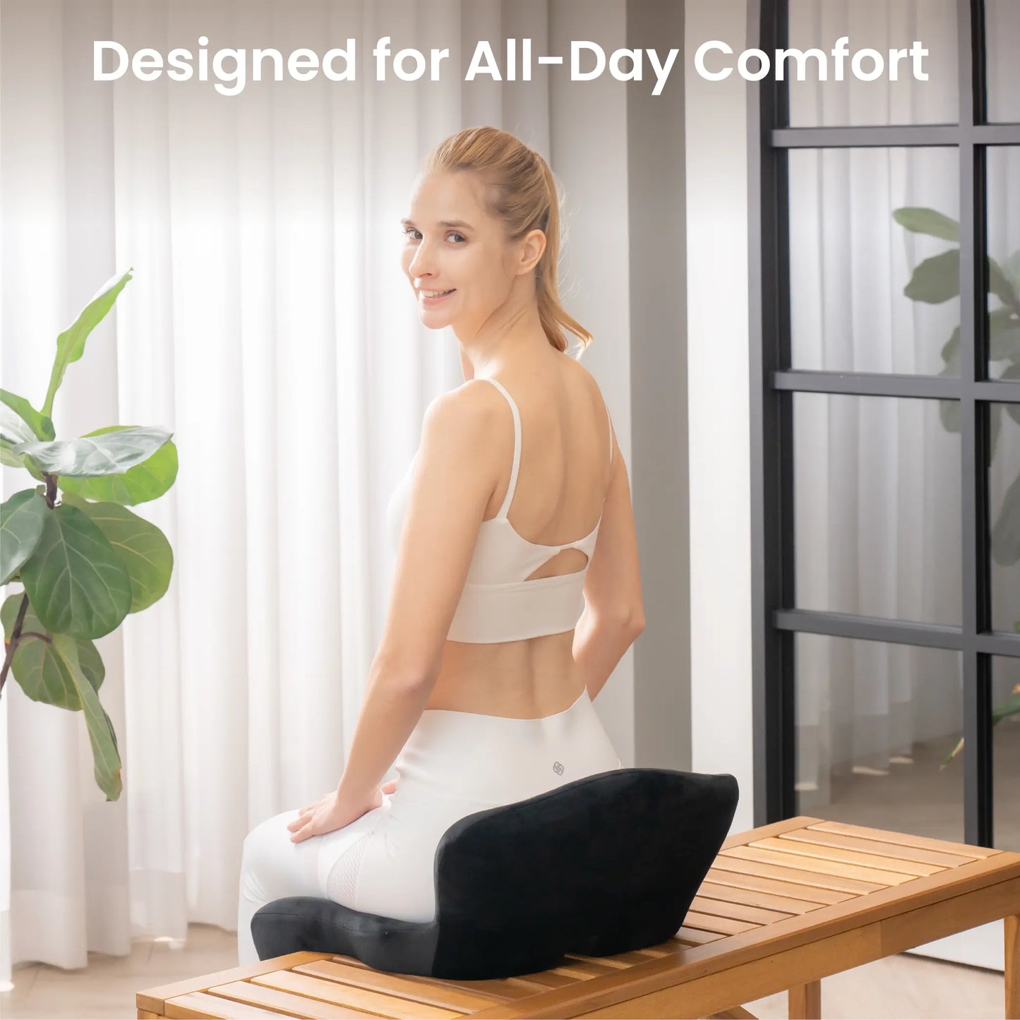 Alcedo Ergonomic Seat Cushion – Memory Foam Office Chair & Car Cushion with Tailbone Support, Pressure Relief Design and Washable Cover