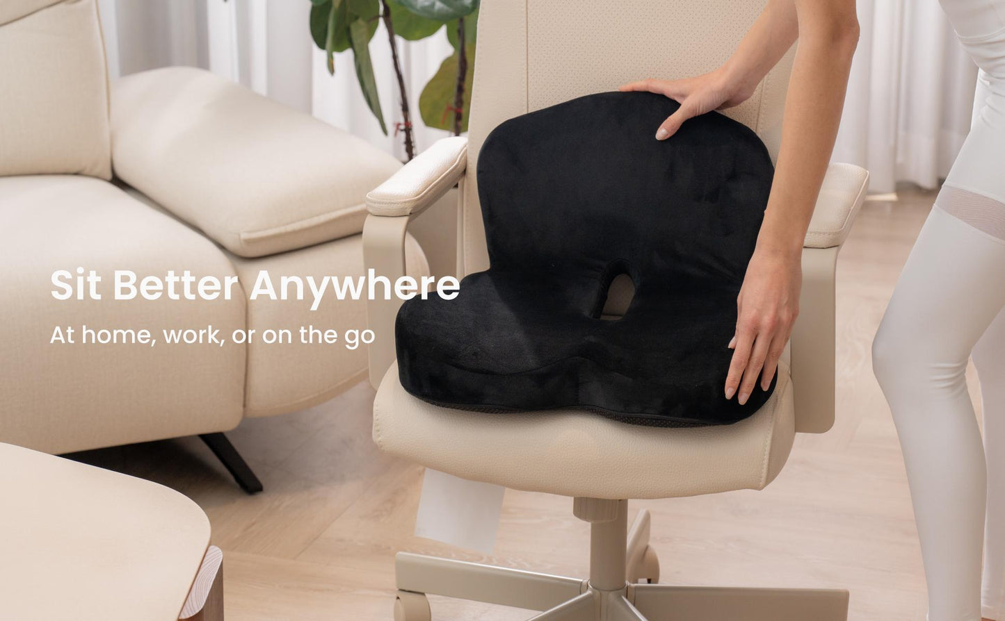 Alcedo Ergonomic Seat Cushion – Memory Foam Office Chair & Car Cushion with Tailbone Support, Pressure Relief Design and Washable Cover