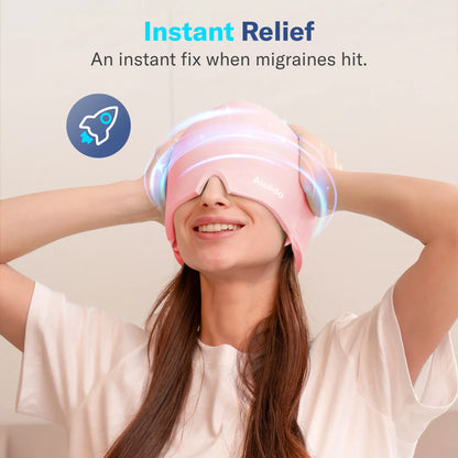 Alcedo Headache Relief Ice Cap – Reusable Hot & Cold Therapy Gel Mask for Migraine, Sinus Pressure, Puffy Eyes and Stress Relaxation