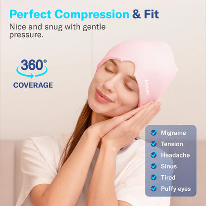 Alcedo Headache Relief Ice Cap – Reusable Hot & Cold Therapy Gel Mask for Migraine, Sinus Pressure, Puffy Eyes and Stress Relaxation