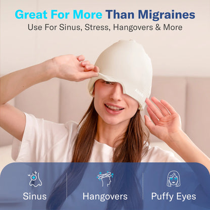 Alcedo Headache Relief Ice Cap – Reusable Hot & Cold Therapy Gel Mask for Migraine, Sinus Pressure, Puffy Eyes and Stress Relaxation