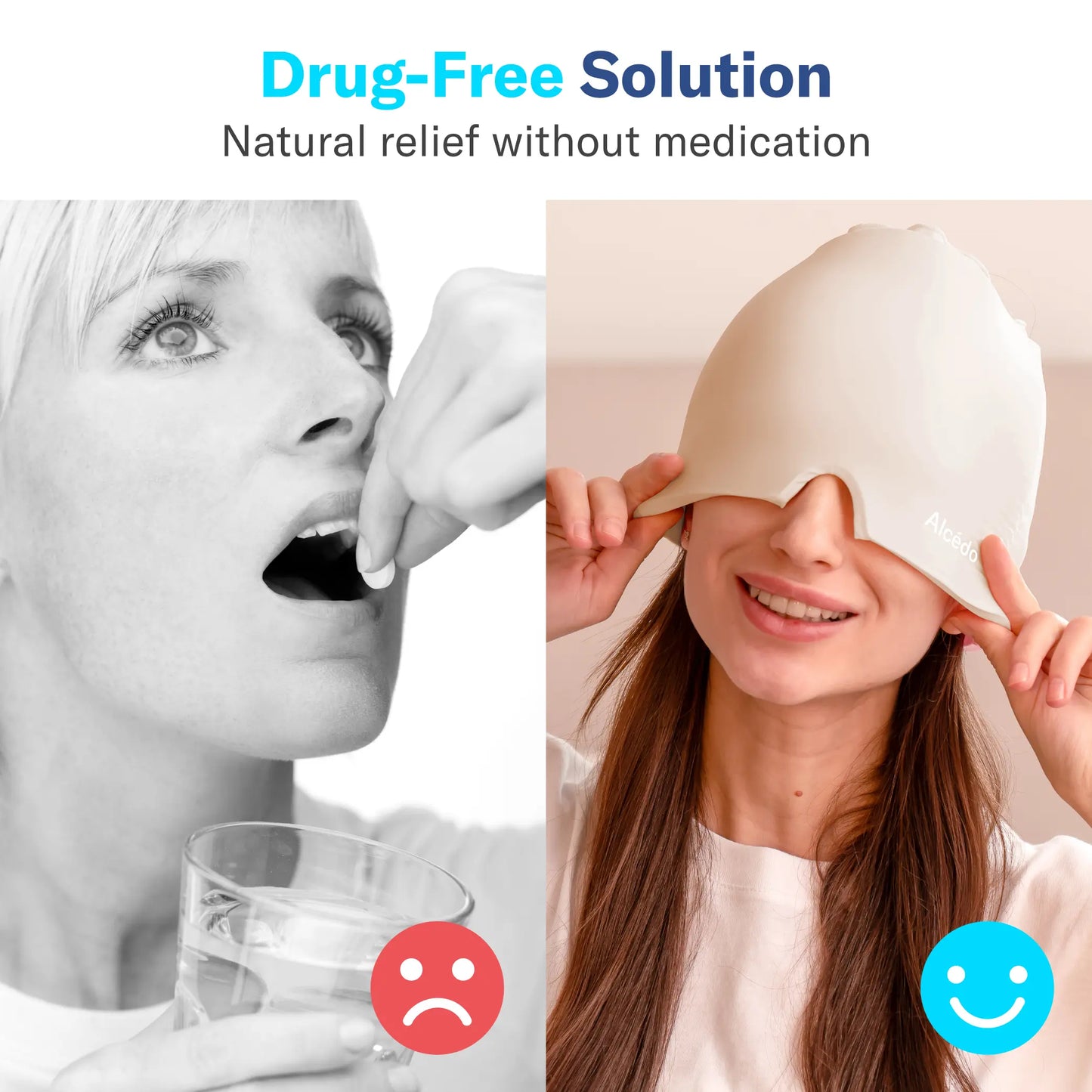 Alcedo Headache Relief Ice Cap – Reusable Hot & Cold Therapy Gel Mask for Migraine, Sinus Pressure, Puffy Eyes and Stress Relaxation