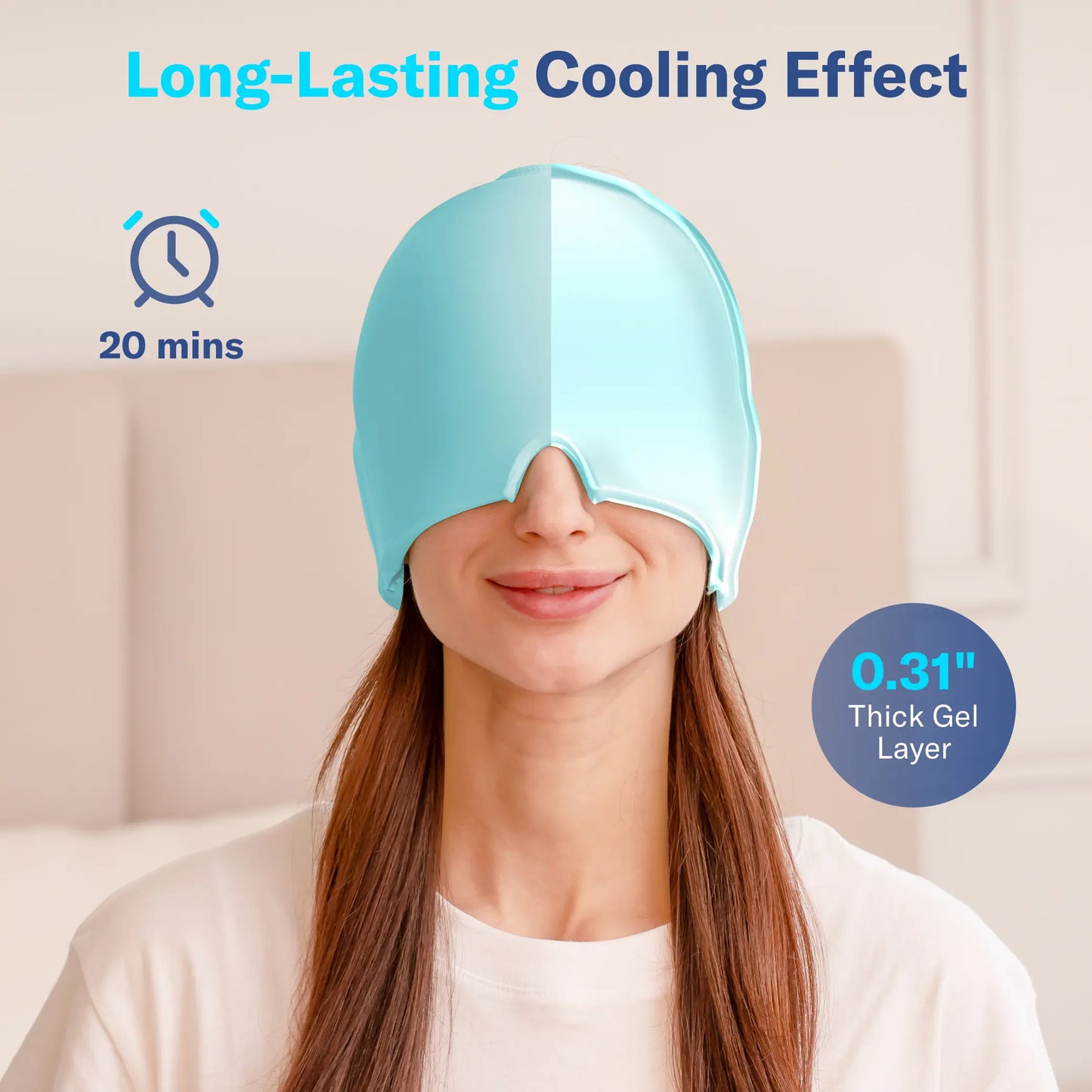 Alcedo Headache Relief Ice Cap – Reusable Hot & Cold Therapy Gel Mask for Migraine, Sinus Pressure, Puffy Eyes and Stress Relaxation